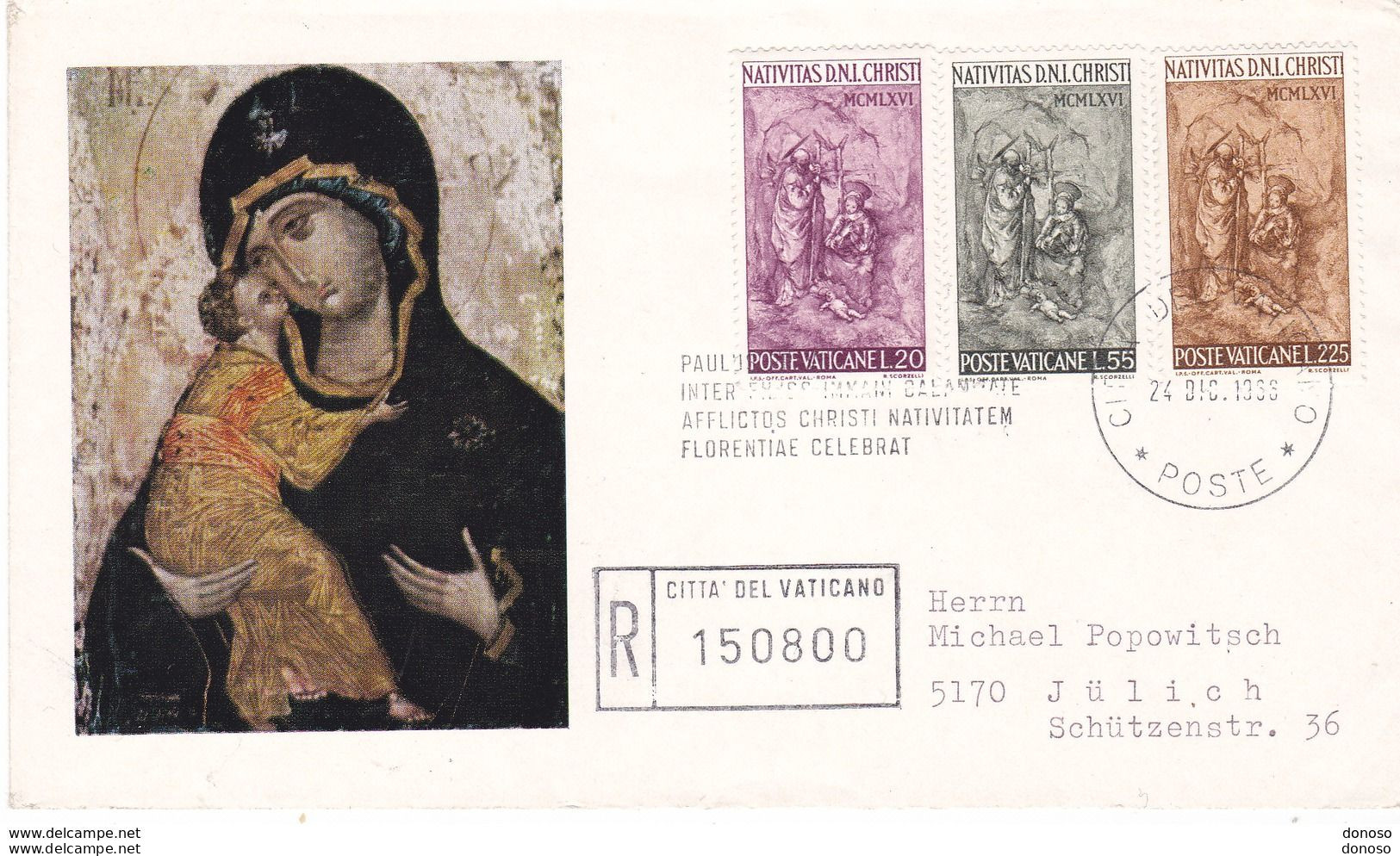 VATICAN 1966 NOËL Yvert 463-465 - Cartas & Documentos
