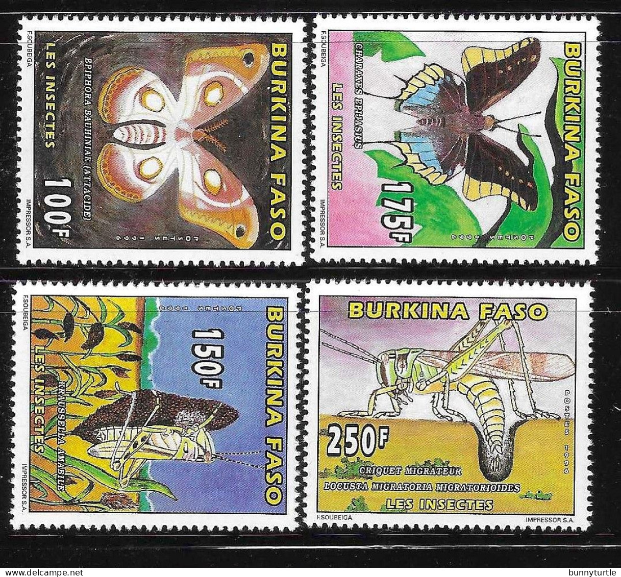 Burkina Faso 1996 Butterflies And Insects MNH - Burkina Faso (1984-...)