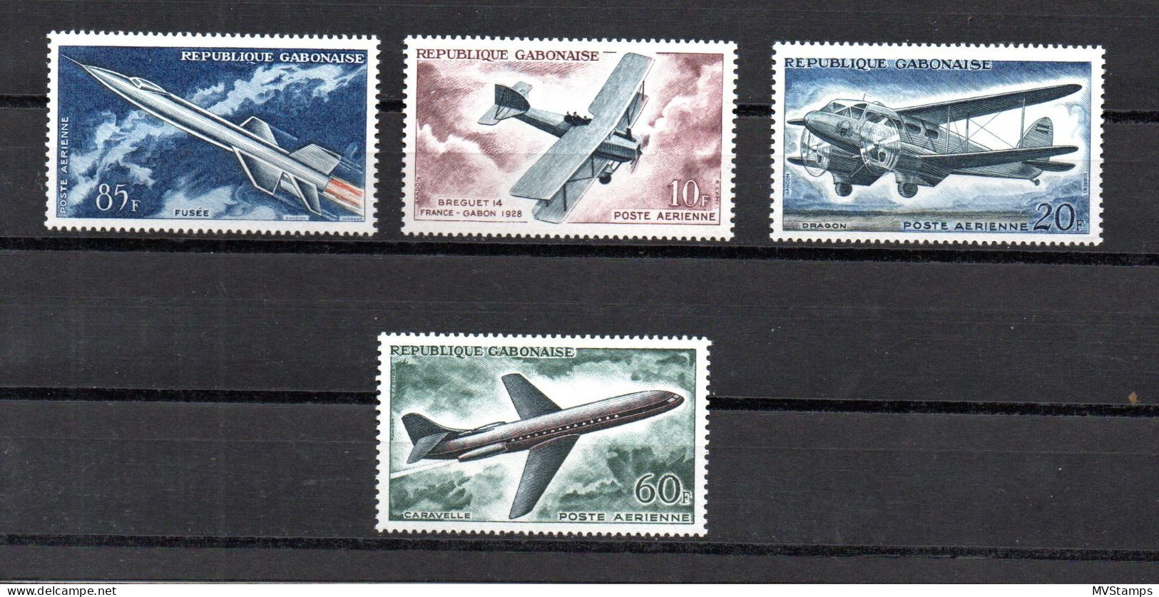 Gabon 1962 Set Aviation/Planes Airmail-stamps (Michel 175/78) MNH - Gabon (1960-...)