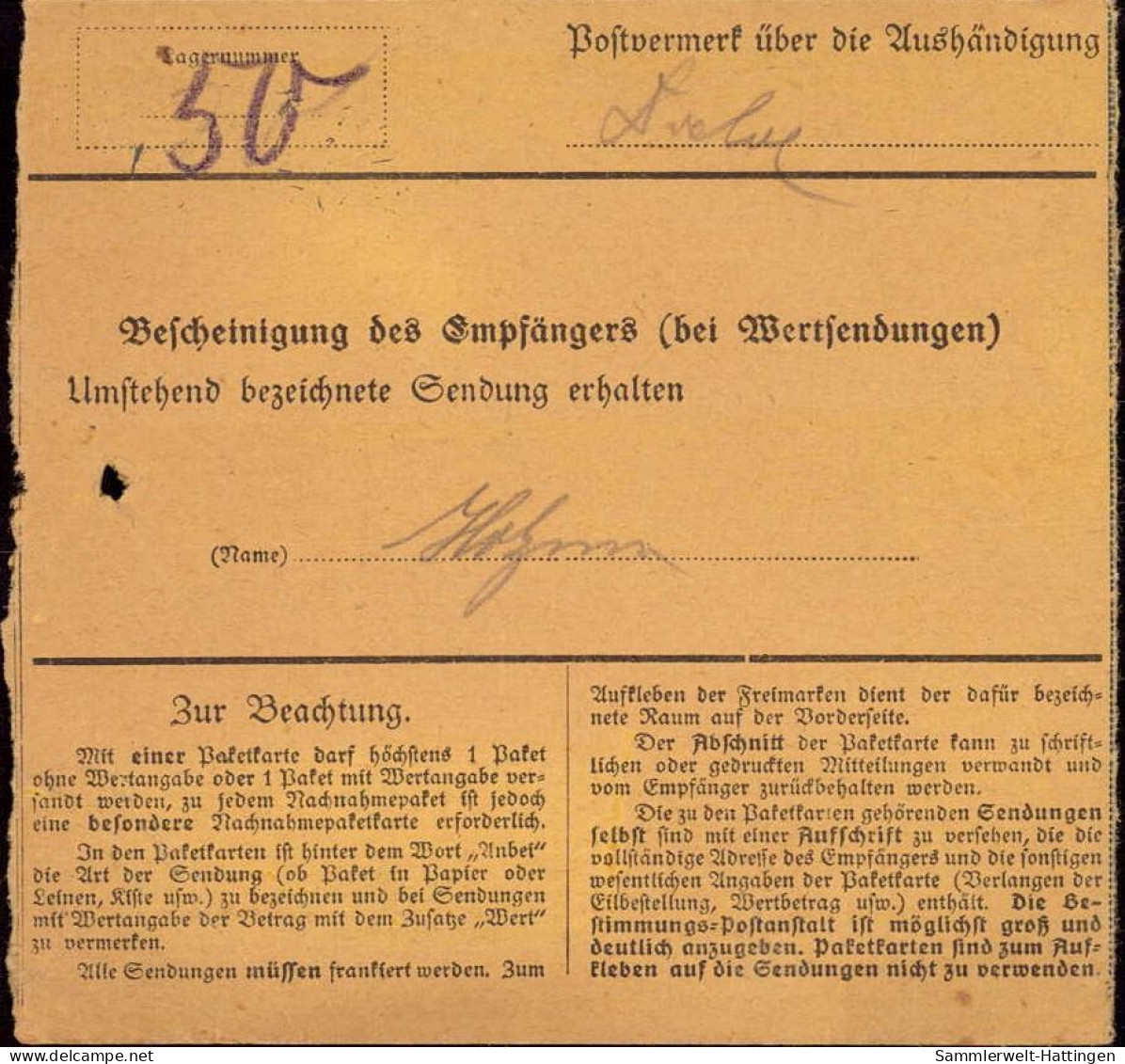 604029 | Bayern Abschied, Mehrfachfrankatur, Paketkarte, Nr. Zettel Mit Eindruck Der Firma Gustav Ullrich | Annweiler (W - Lettres & Documents