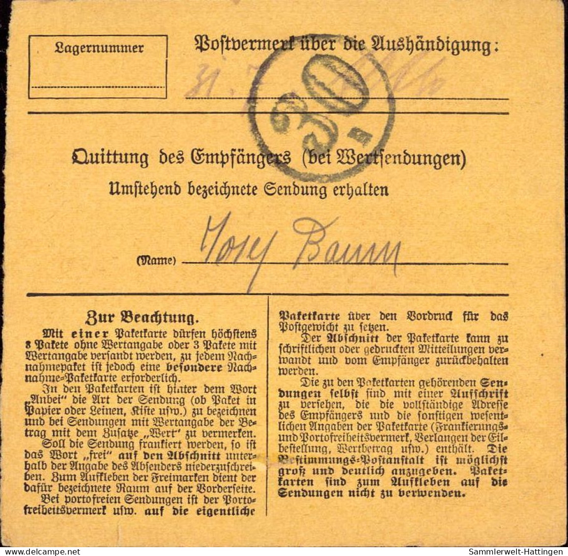 604030 | Bayern Abschied, Paketkarte, Einzelfrankatur, Nr. Zettel Eindruck Der Firma Perusa, Cigarettenfabrik | München - Lettres & Documents