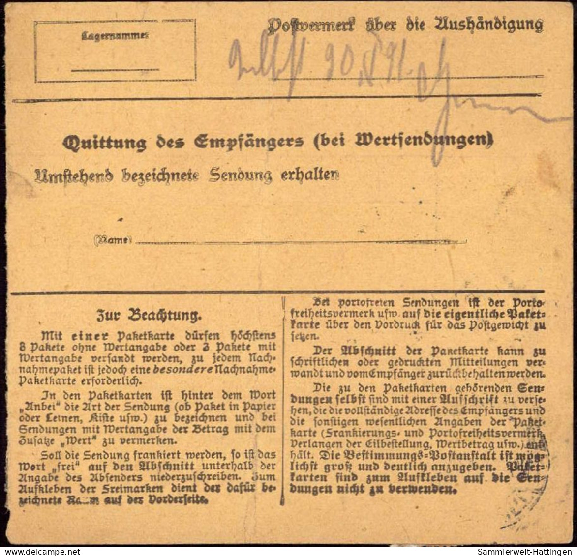 604041 | Inflation, Paketkarte, Nr. Zettel Mit Eindruck Leopold Friedberger, Judaica  | Frankfurt (W - 6000), -, - - Lettres & Documents