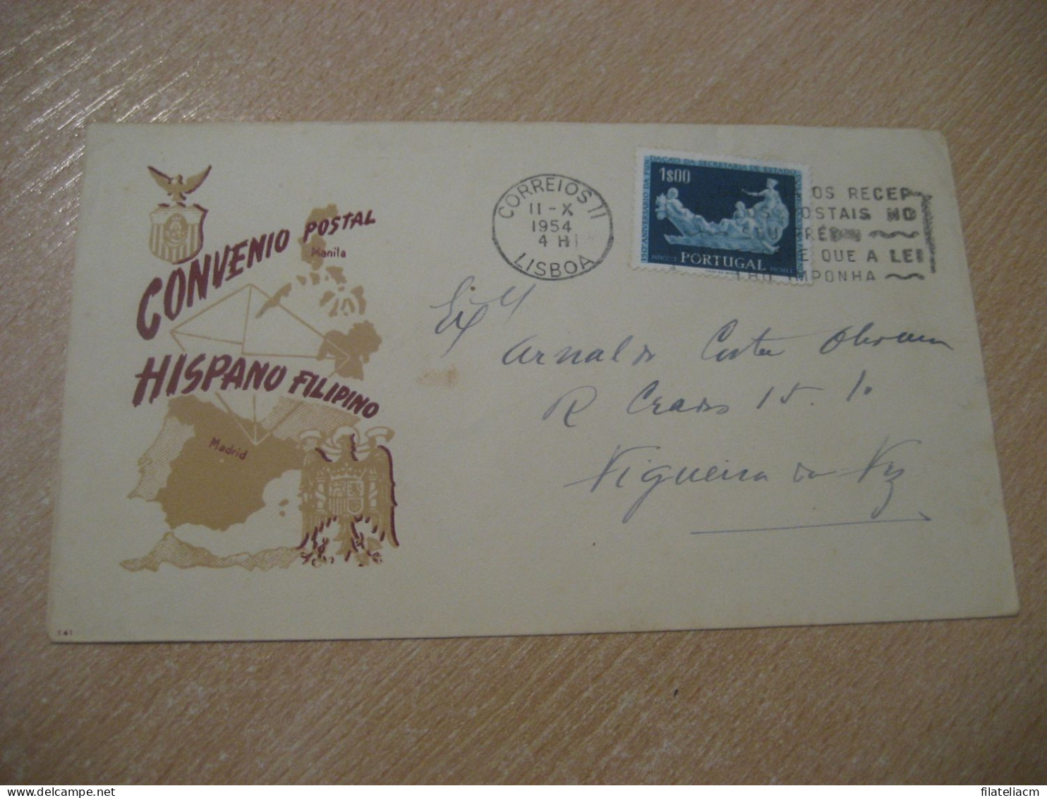 LISBOA 1954 To Figueira Da Foz Cancel Manila Philippines Spain Cover PORTUGAL - Briefe U. Dokumente