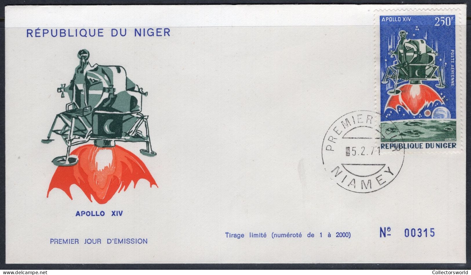 Niger FDC 1971 Apollo XIV - Space Exploration - Niger (1960-...)