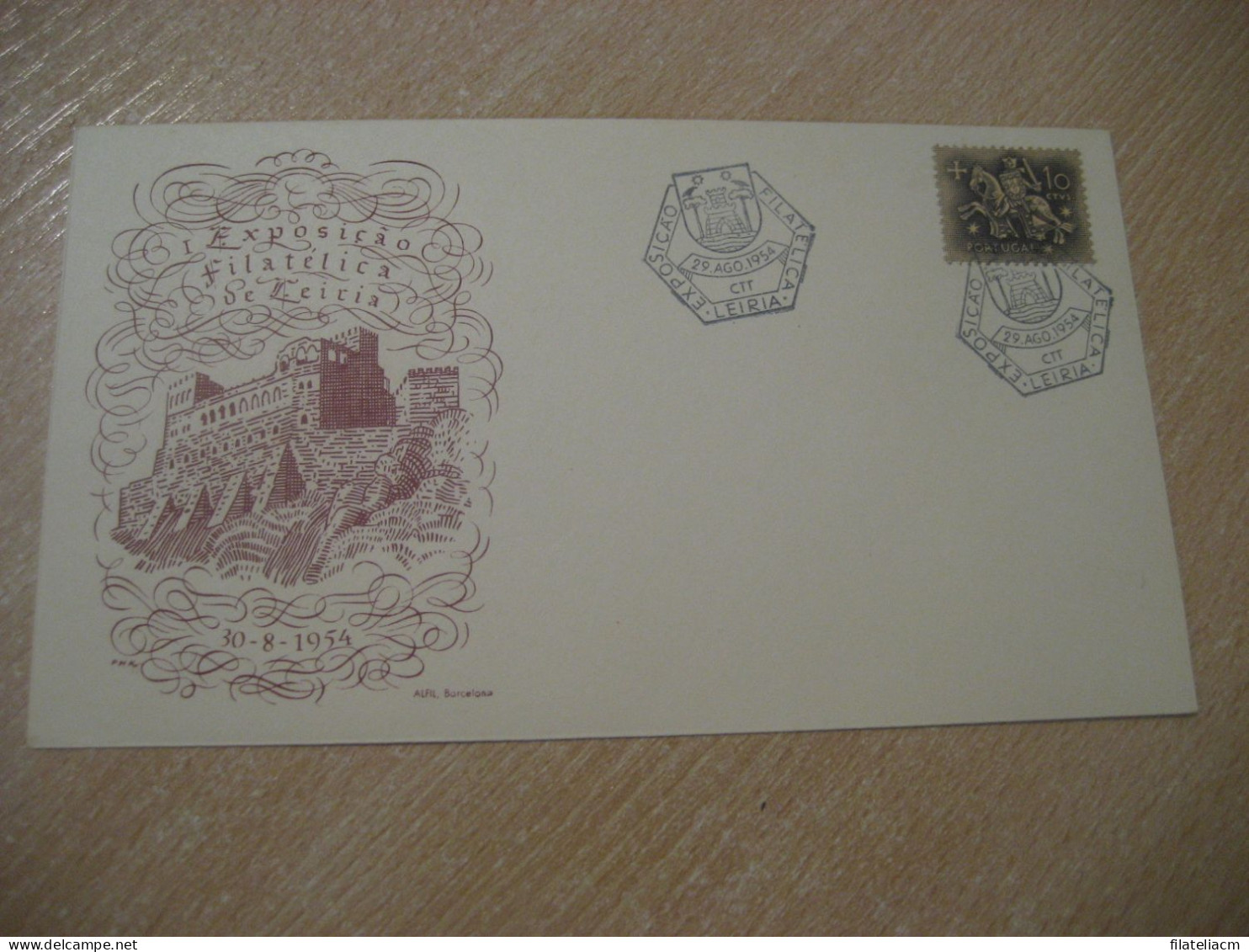 LEIRIA 1954 I Expo Filatelica Castle Chateau Cancel Cover PORTUGAL - Storia Postale