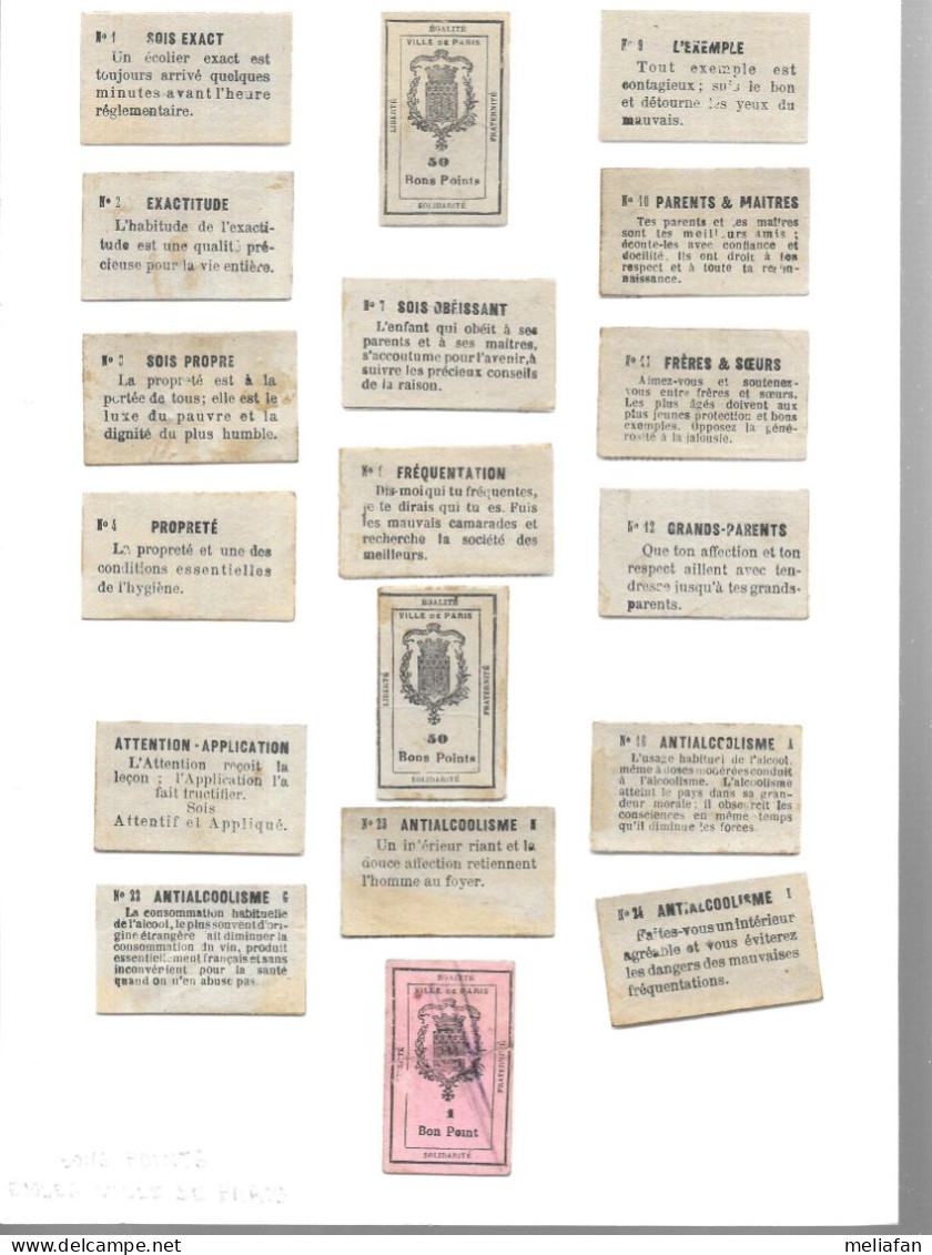 KB480 - LOT BONS POINTS DE LA VILLE DE PARIS - Diploma's En Schoolrapporten