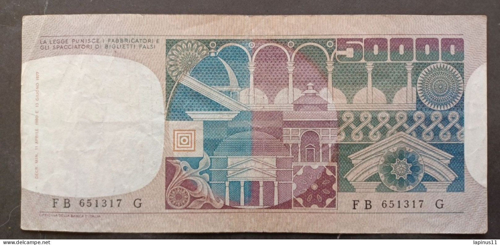 BANKNOTE ITALIA 50000 LIRE 1977 FB - G BAFFI STEVANI - 5000 Lire