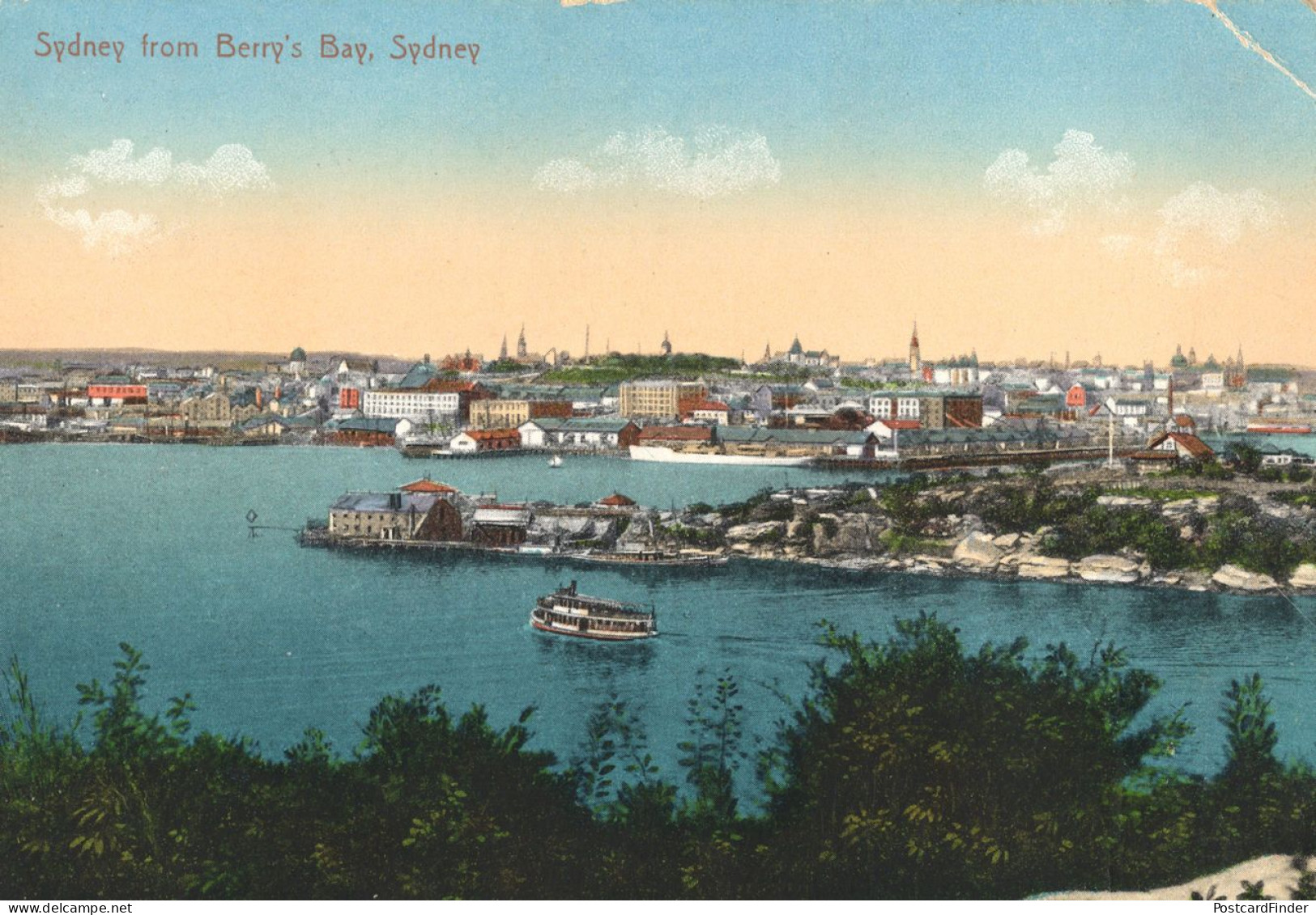 Berry's Bay Sydney Harbour Ship Old Australian Rare Postcard - Sydney