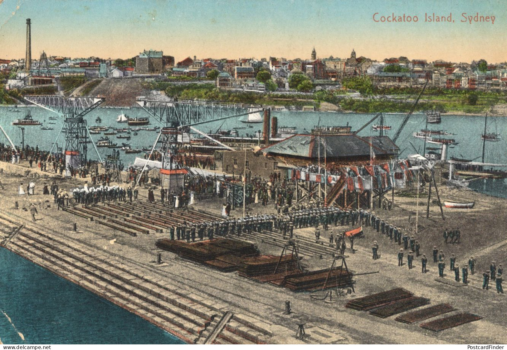 Cockatoo Harbour Sydney Australia Ports Boats Antique Postcard - Sydney