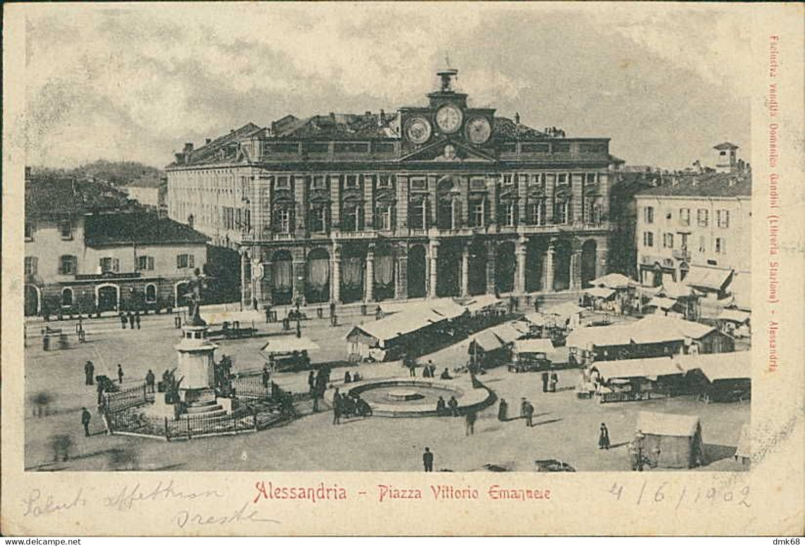 ALESSANDRIA - PIAZZA VITTORIO EMANULE - EDIZIONE GANDINI - SPEDITA 1902 (20528) - Alessandria