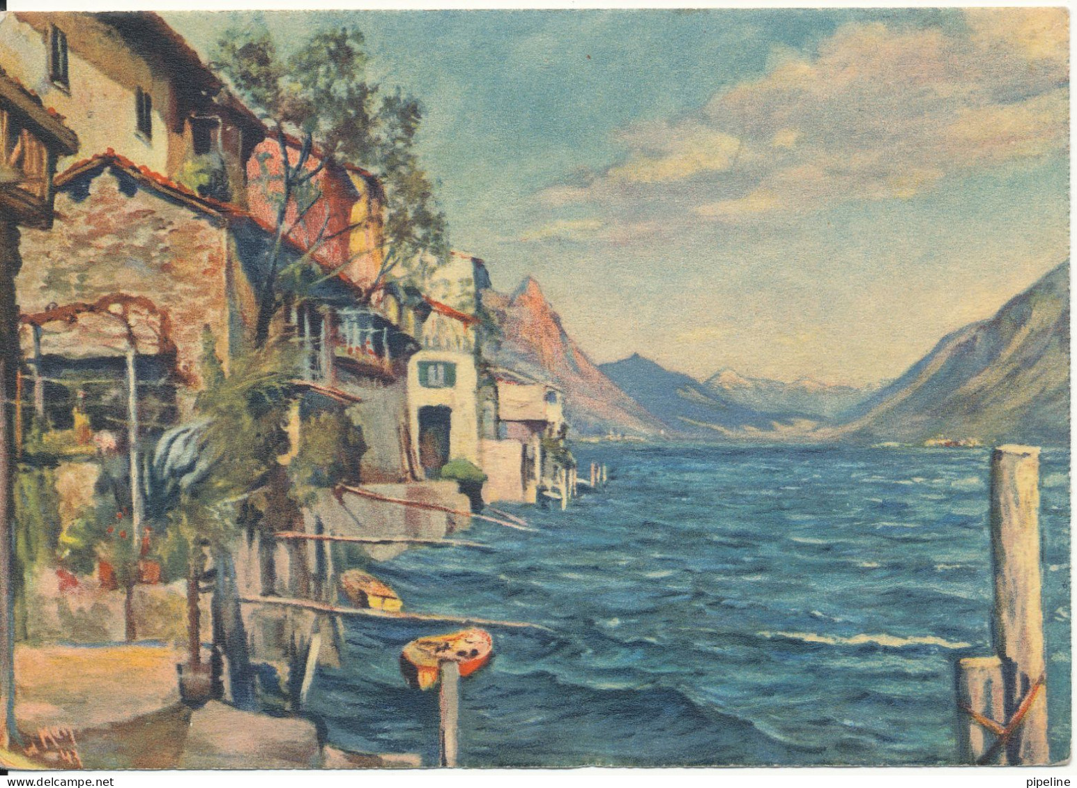Switzerland Postcard Sent To Denmark 28-8-1947 Gandria Lago Di Lugano - Gandria 