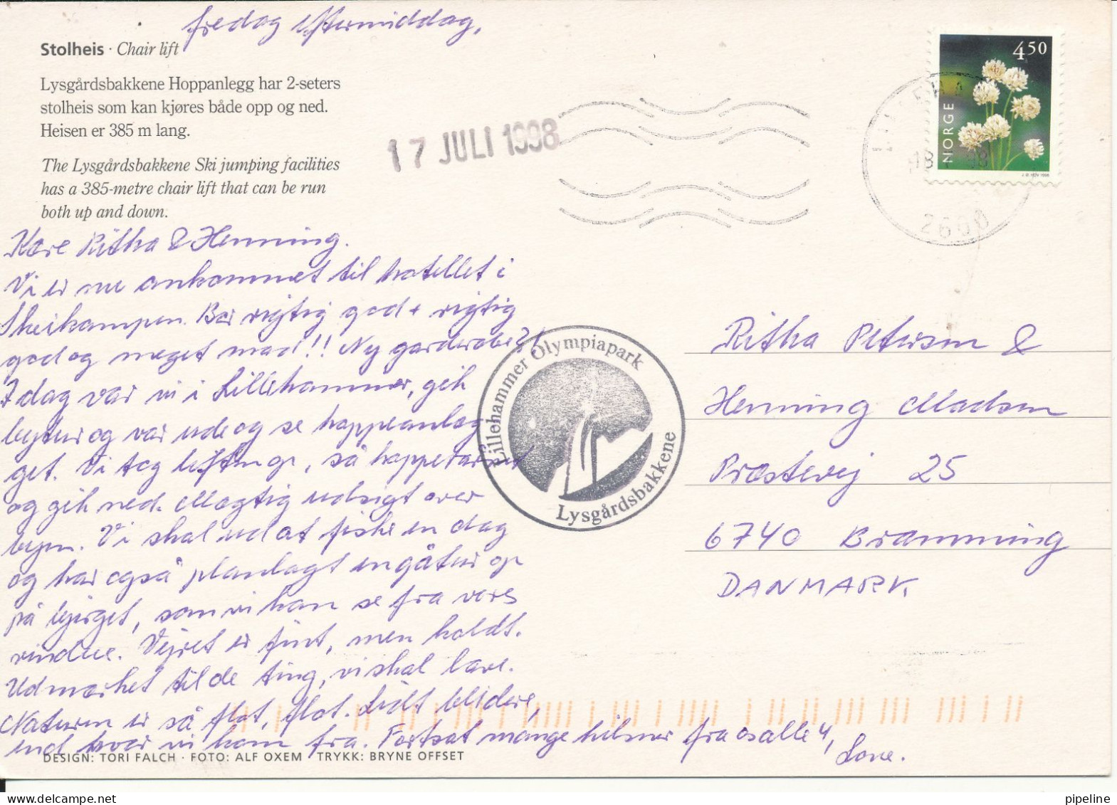 Switzerland Postcard Sent To Denmark 28-8-1947 Gandria Lago Di Lugano - Gandria 