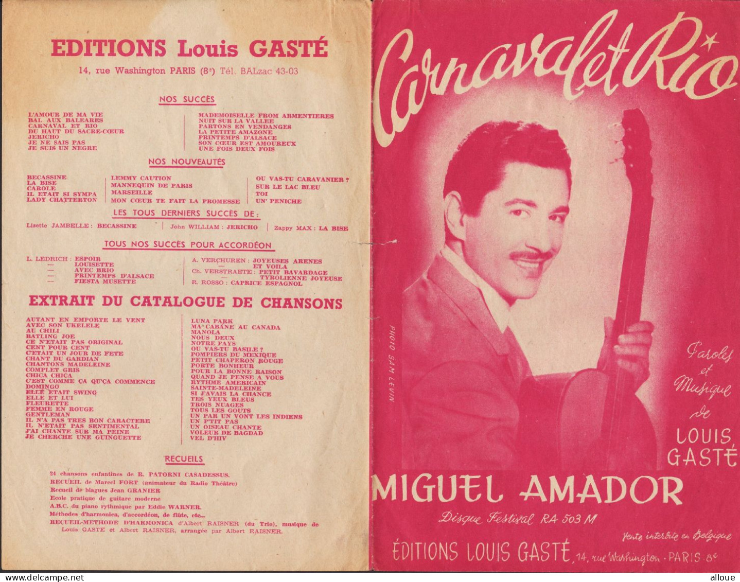 MIGUEL AMADOR - CARNAVAL ET RIO - Spartiti