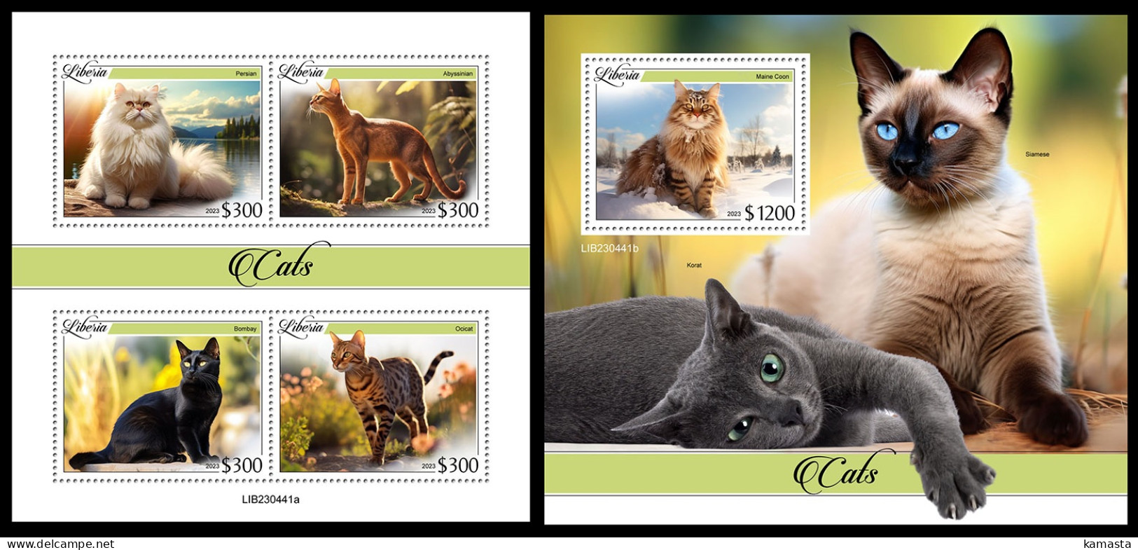 Liberia  2023 Cats. (441) OFFICIAL ISSUE - Domestic Cats