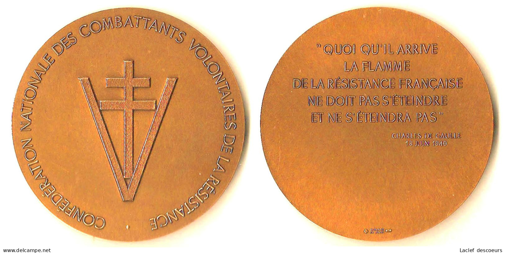 Médaille, Confédération Nationale Des Combattants Volontaires De La Résistance. - Otros & Sin Clasificación