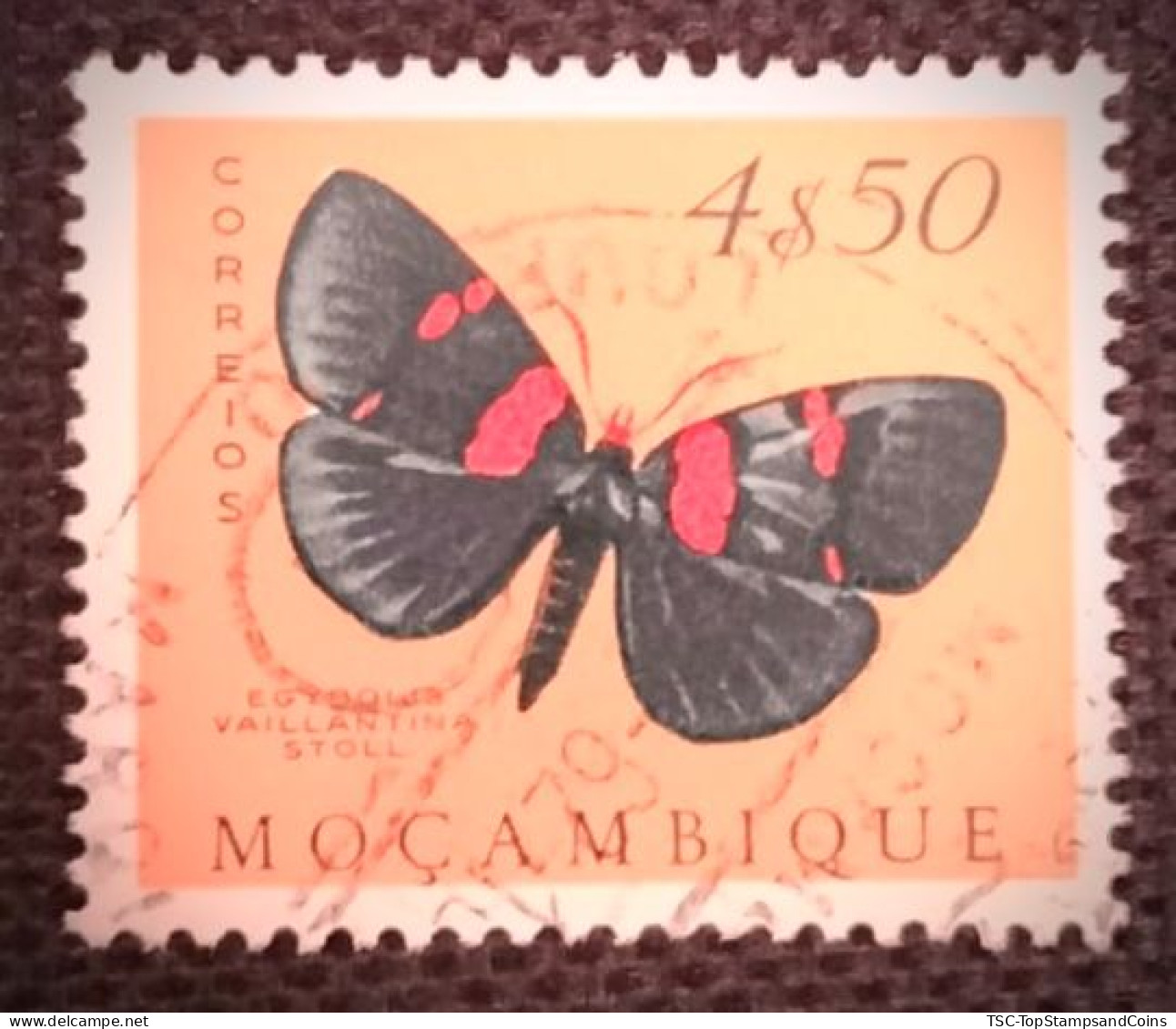 MOZPO0402U6 - Mozambique Butterflies - 4$50 Used Stamp - Mozambique - 1953 - Mozambique