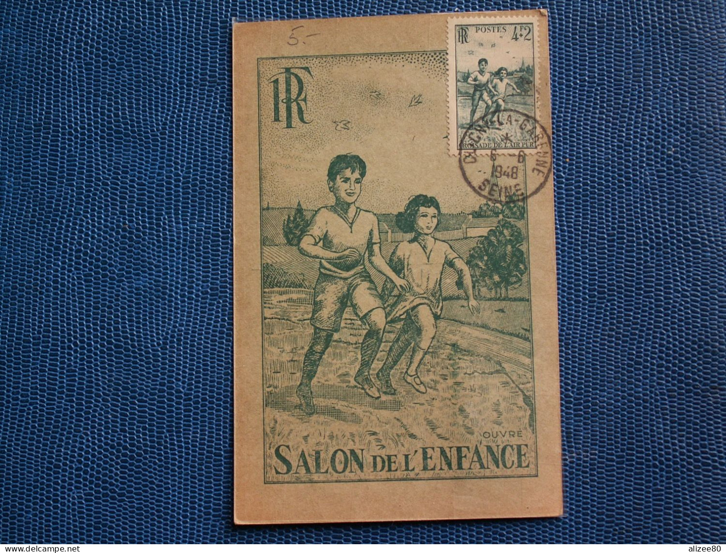 CARTE  POSTALE  5  Et6 JUIN 1948 --  SALON  DE  L' ENFANCE  //  VIGNETTE ET CACHET  CROIX  ROUGE Au Dos - Altri & Non Classificati