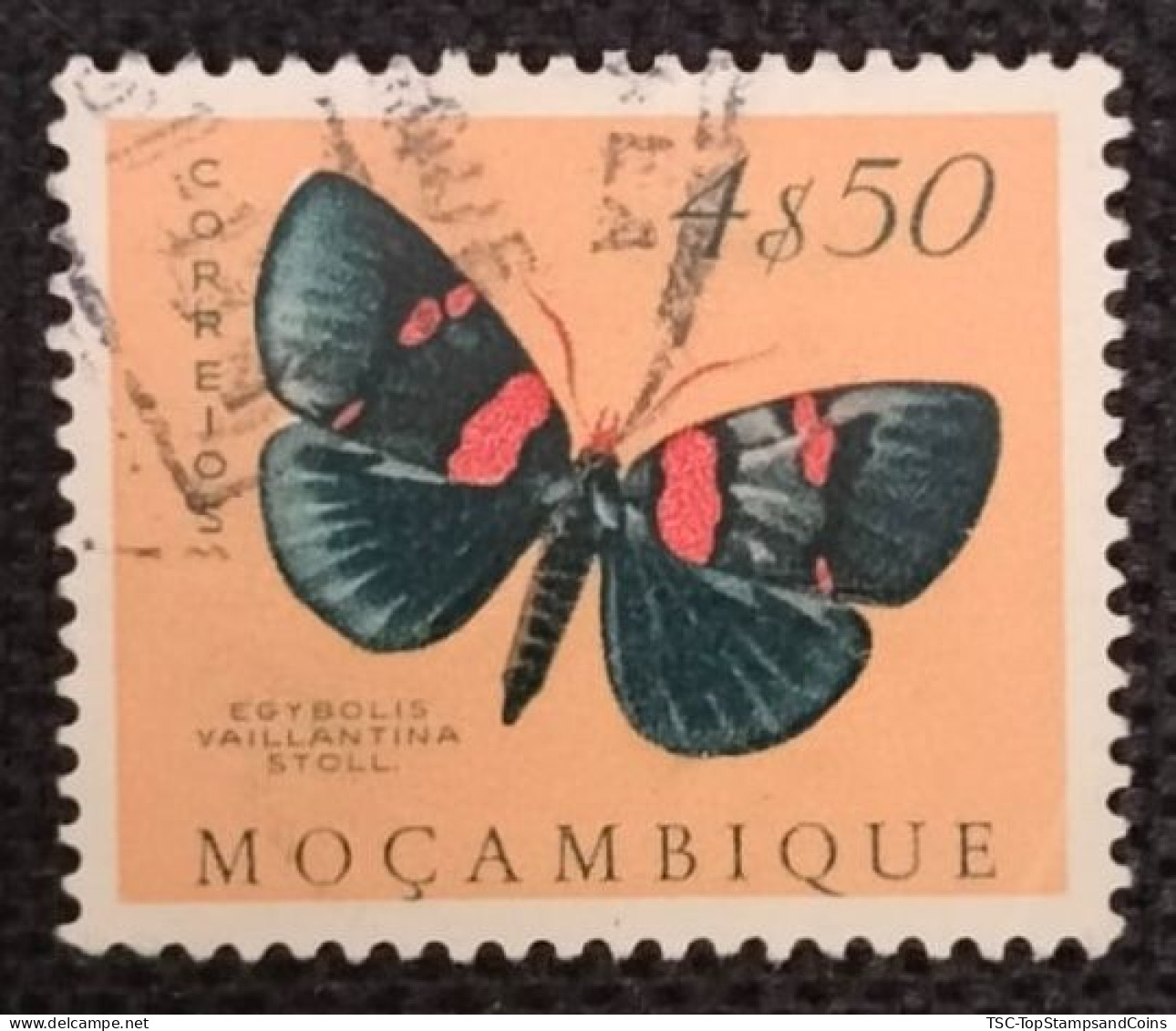 MOZPO0402UA - Mozambique Butterflies - 4$50 Used Stamp - Mozambique - 1953 - Mozambique