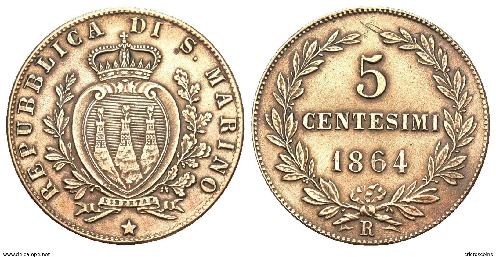 San Marino 5c. 1864 SPL -(V-30 - Saint-Marin