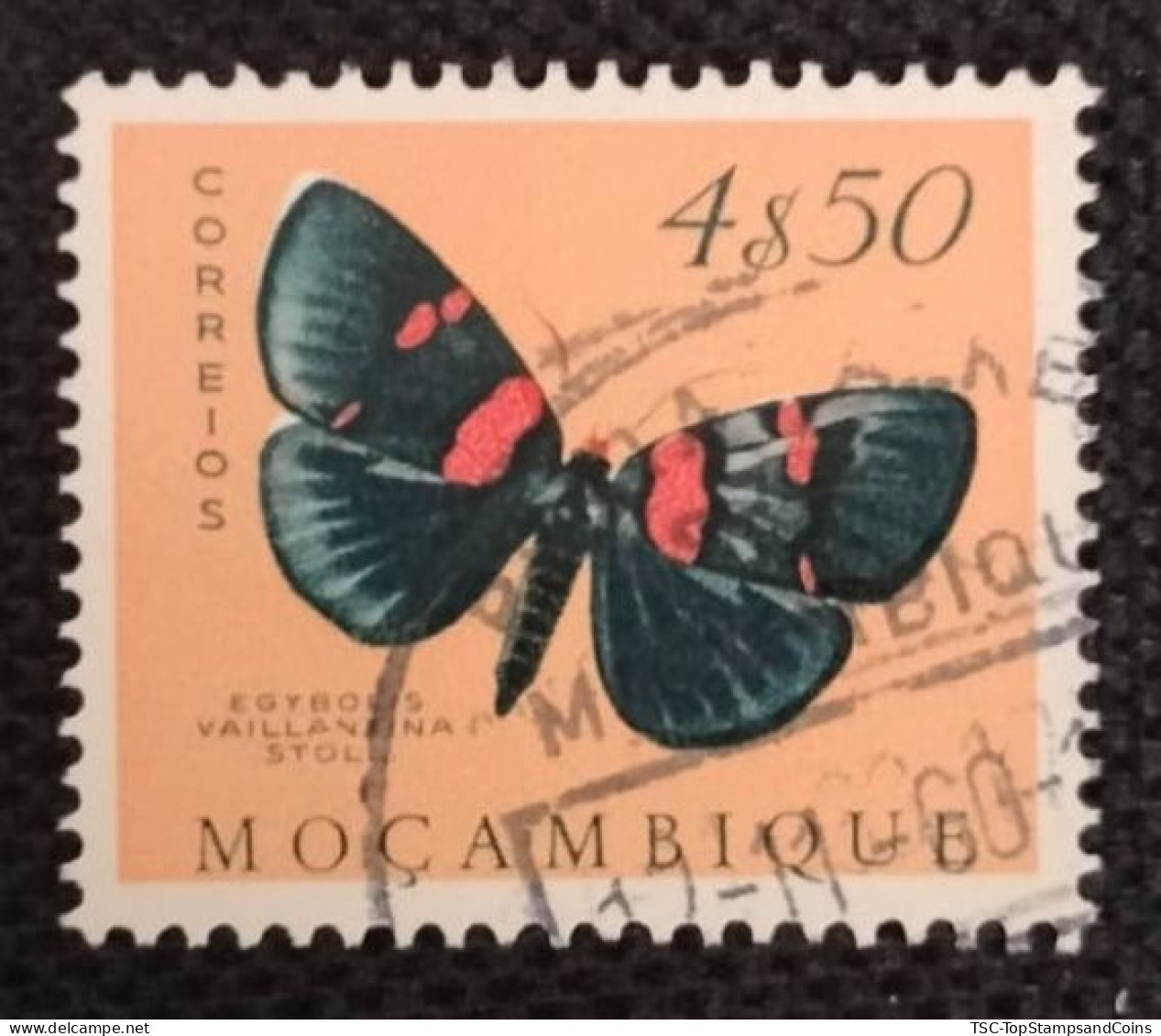 MOZPO0402UB - Mozambique Butterflies - 4$50 Used Stamp - Mozambique - 1953 - Mozambique