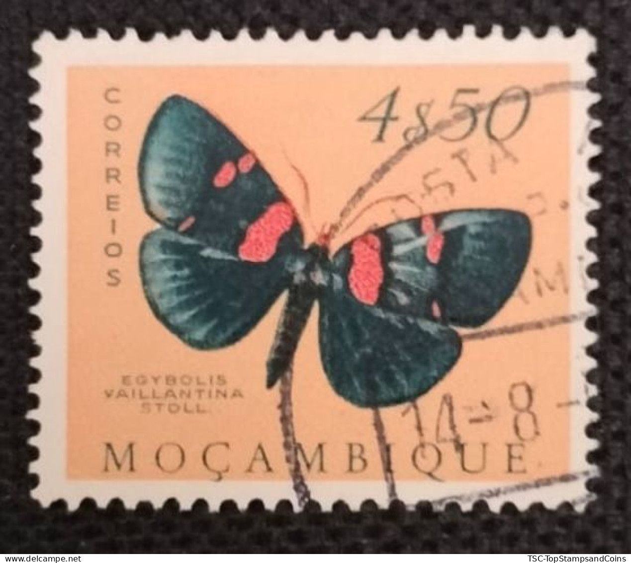 MOZPO0402UC - Mozambique Butterflies - 4$50 Used Stamp - Mozambique - 1953 - Mosambik