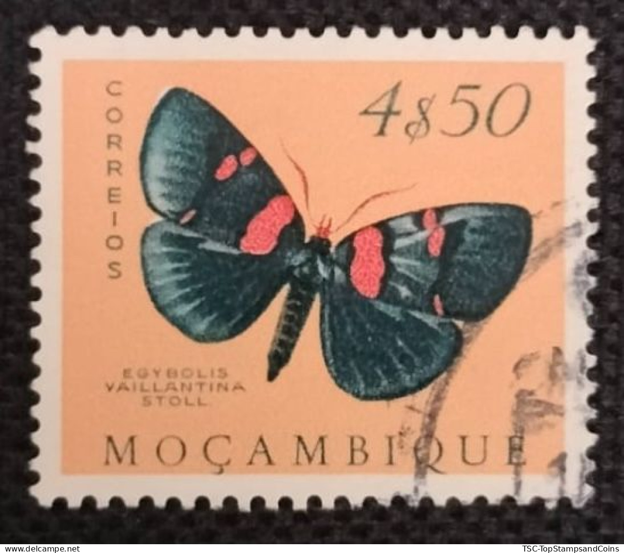 MOZPO0402UE - Mozambique Butterflies - 4$50 Used Stamp - Mozambique - 1953 - Mosambik