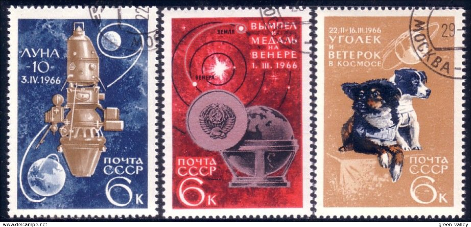 773 Russie 1966 Dogs Chiens Space Espace Luna Moon Solar System Système Solaire (RUK-138) - Rusland En USSR