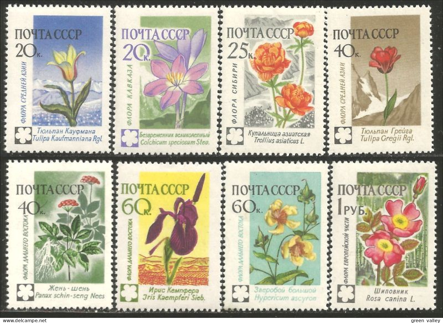 773 Russie 1960 Fleurs Crocus Tulipe Rose Ginseng MNH ** Neuf SC (RUK-669) - Autres & Non Classés