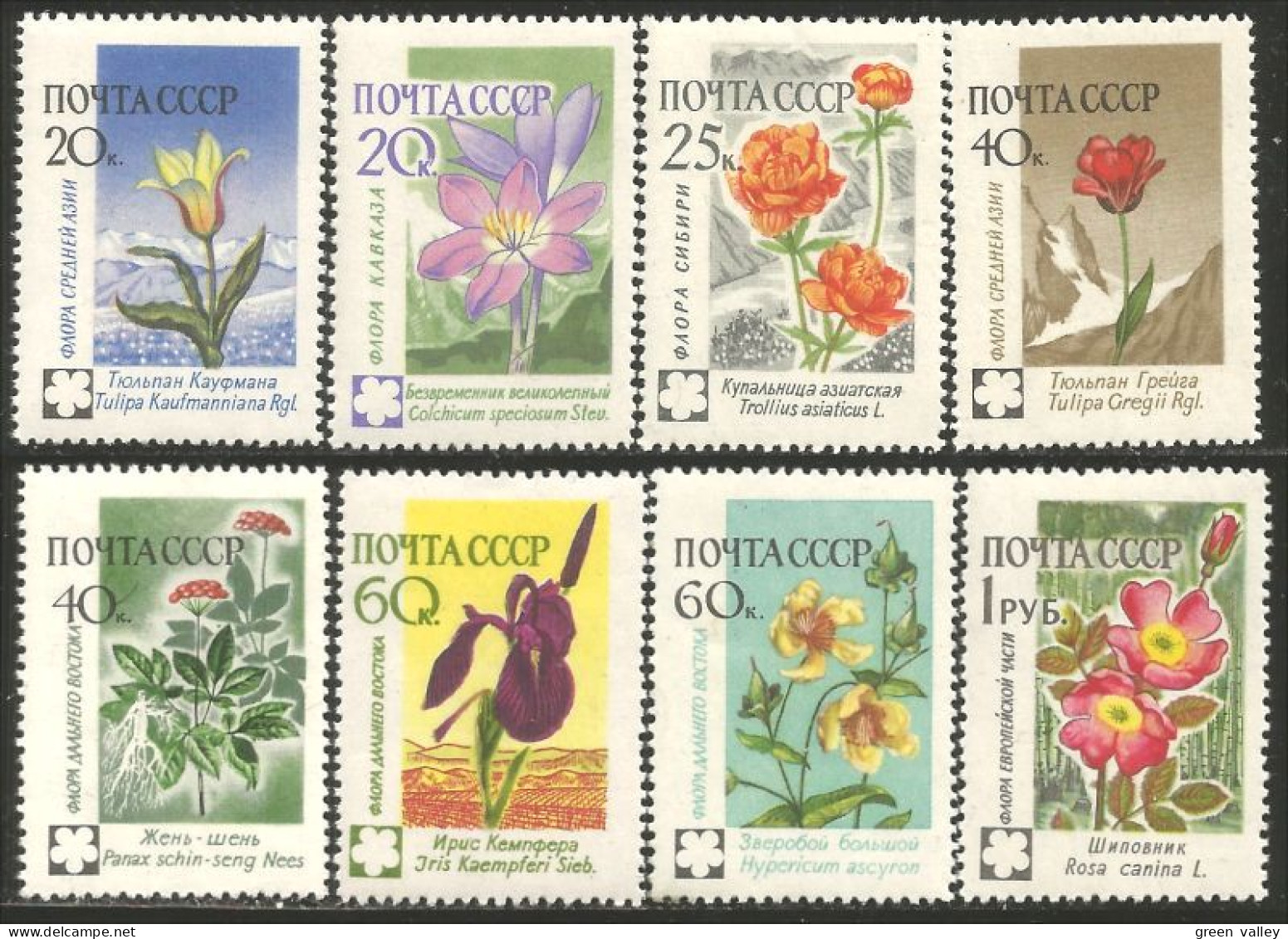 773 Russie 1960 Fleurs Crocus Tulipe Rose Ginseng MNH ** Neuf SC (RUK-669) - Other & Unclassified