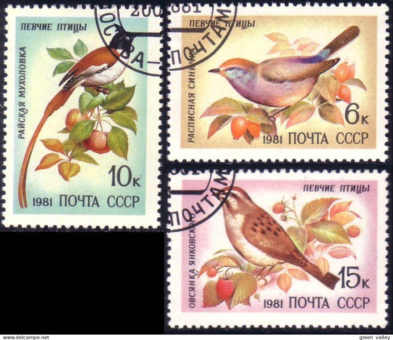 773 Russie Siberian Tit Tersiphone Paradisii Bird Oiseau Emberiza 1981 (RUK-474) - Used Stamps