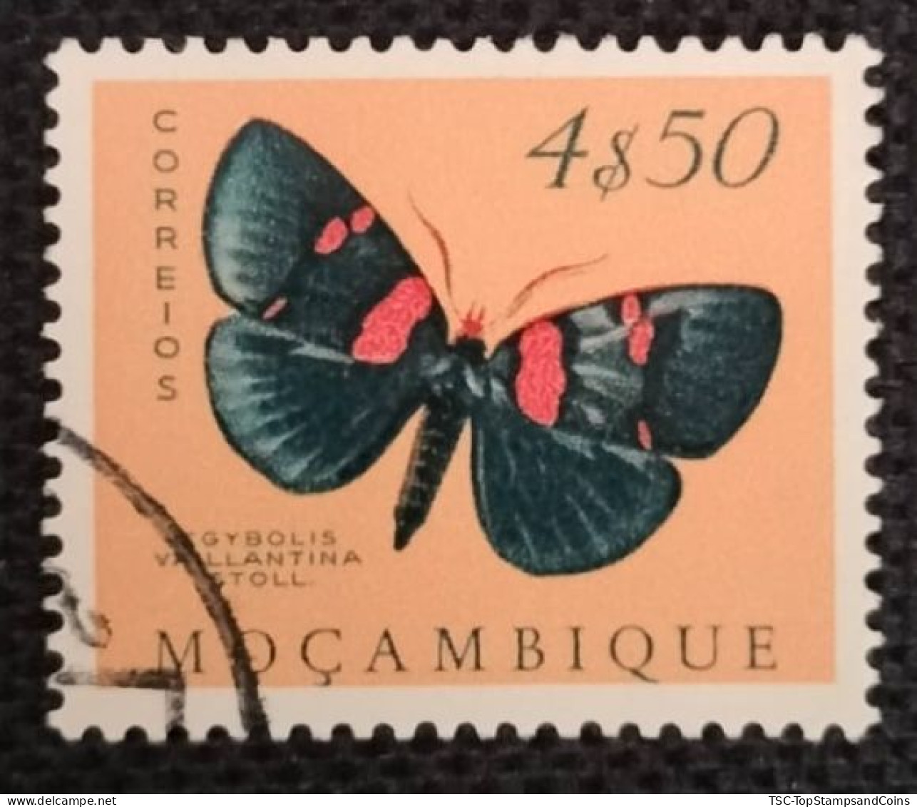 MOZPO0402UF - Mozambique Butterflies - 4$50 Used Stamp - Mozambique - 1953 - Mozambique