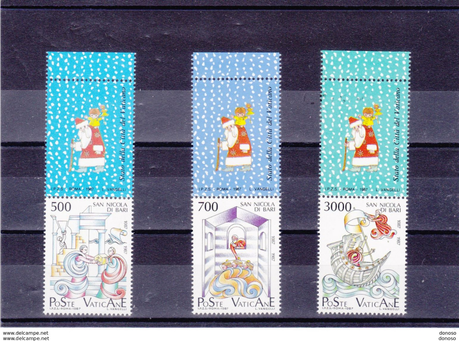 VATICAN 1987 SAINT NICOLAS DE BARI Yvert 825-827, Michel 934-936 NEUF** MNH Cote :yv 18 Euros - Unused Stamps