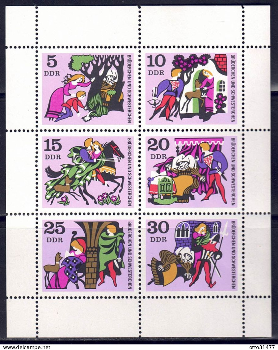 DDR 1970 - Märchen (V), Nr. 1545 - 1550 Im Kleinbogen, Postfrisch ** / MNH - 1950-1970