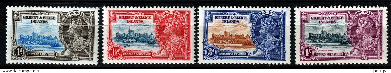 GILBERT& ELLICE ISLANDS 1935 SILVER JUBILEE SET MH SMALL HINGEREST - Îles Gilbert Et Ellice (...-1979)