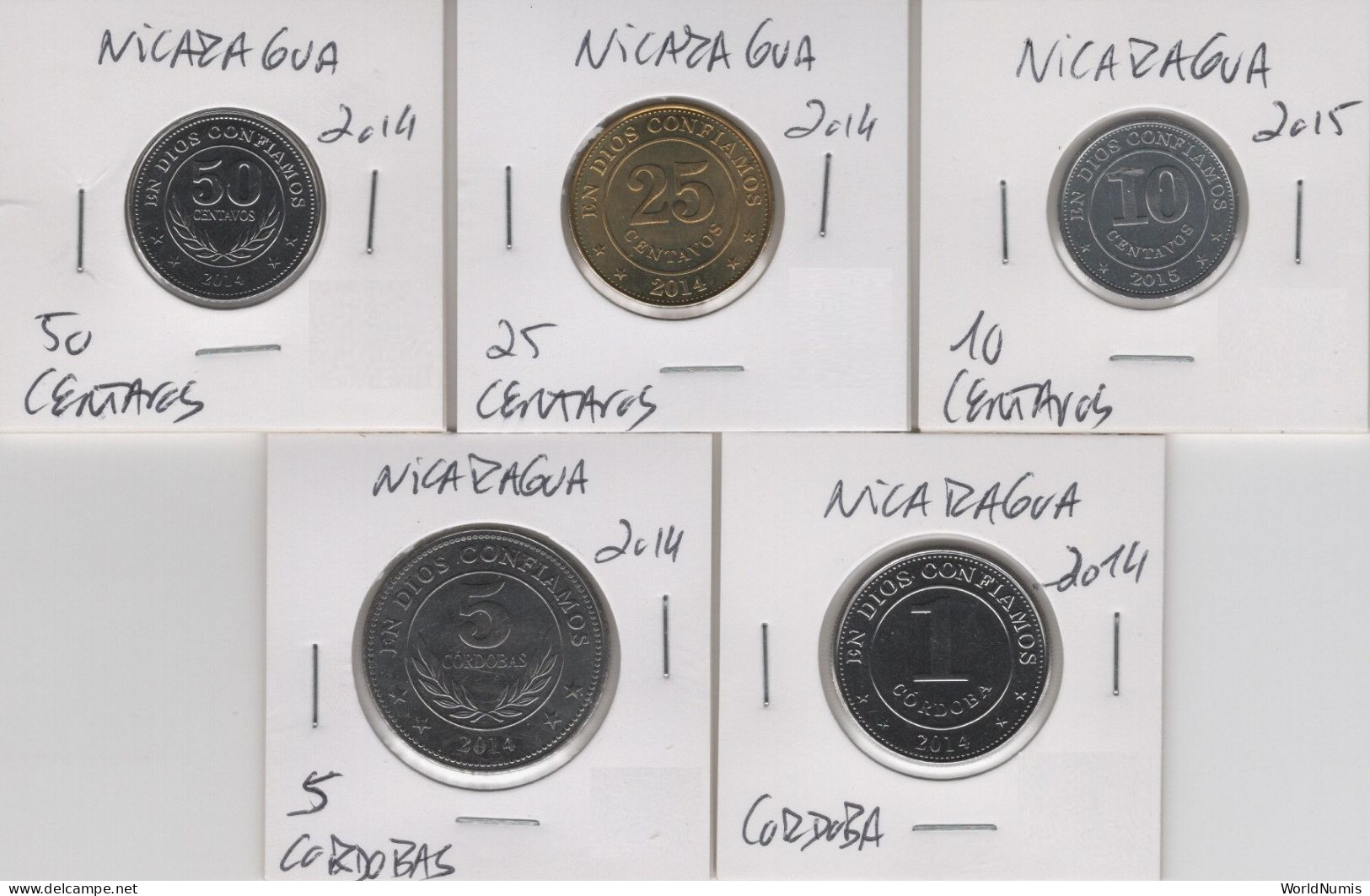 Nicaragua - Set Of 5 Coins - Nicaragua