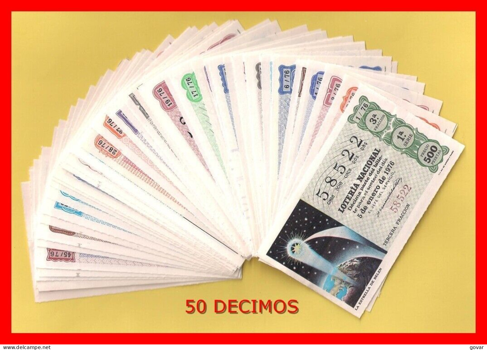 AÑO 1976 COMPLETO LOTERIA NACIONAL ESPAÑA, SABADOS, TODOS LOS DECIMOS DEL AÑO - Billets De Loterie