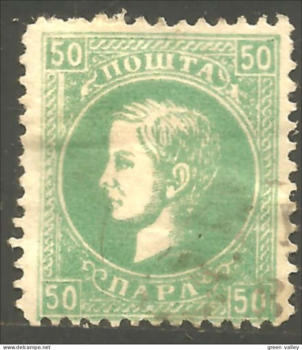 798 Serbie 1869 Prince Milan Obrenovich IV 50p Blue Green Bleu Vert (SER-53) - Serbia