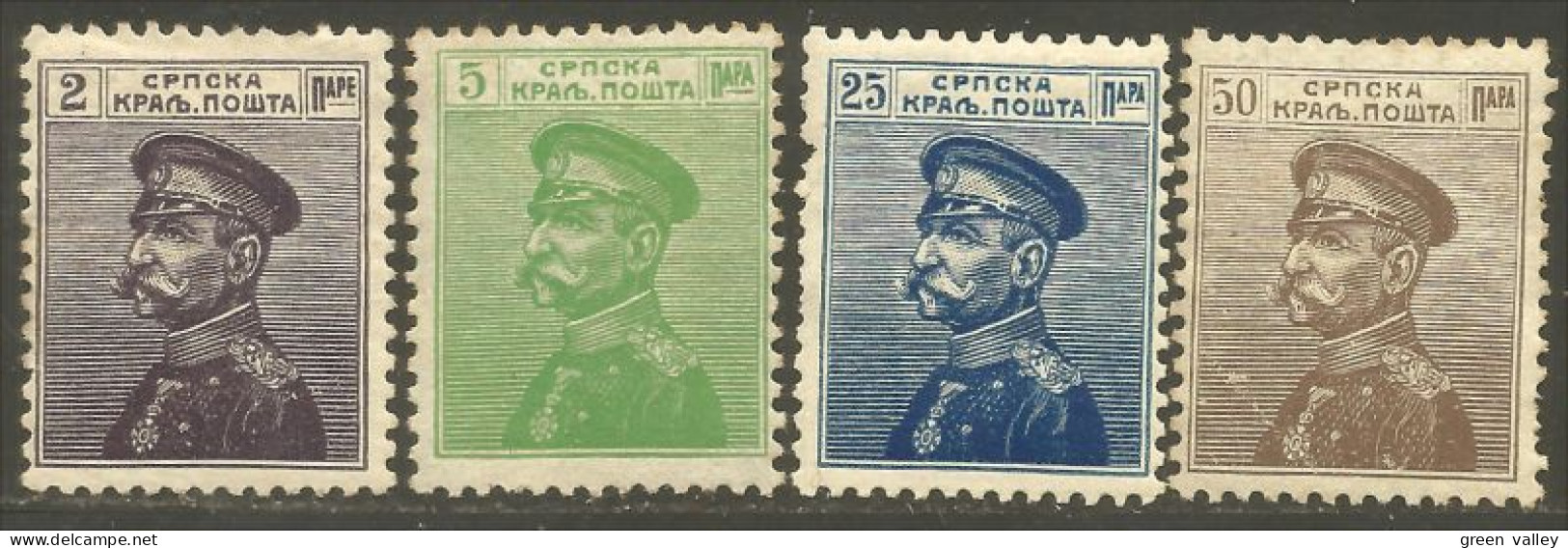 798 Serbie 1911 Roi Peter I Karageorgevich 4 Timbres Differents MH * Neuf (SER-25) - Serbie