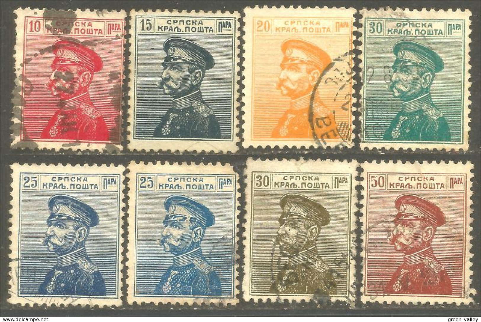 798 Serbie 1911 Roi Peter I Karageorgevich 8 Timbres Differents (SER-32) - Serbie