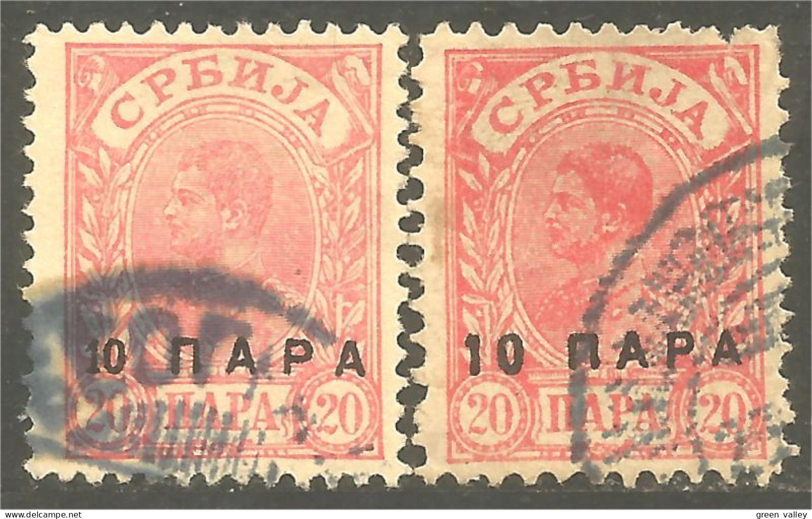 798 Serbie 1900-1901 Roi King Alexandre Obrenovich V Surcharge 10 (SER-16) - Serbia