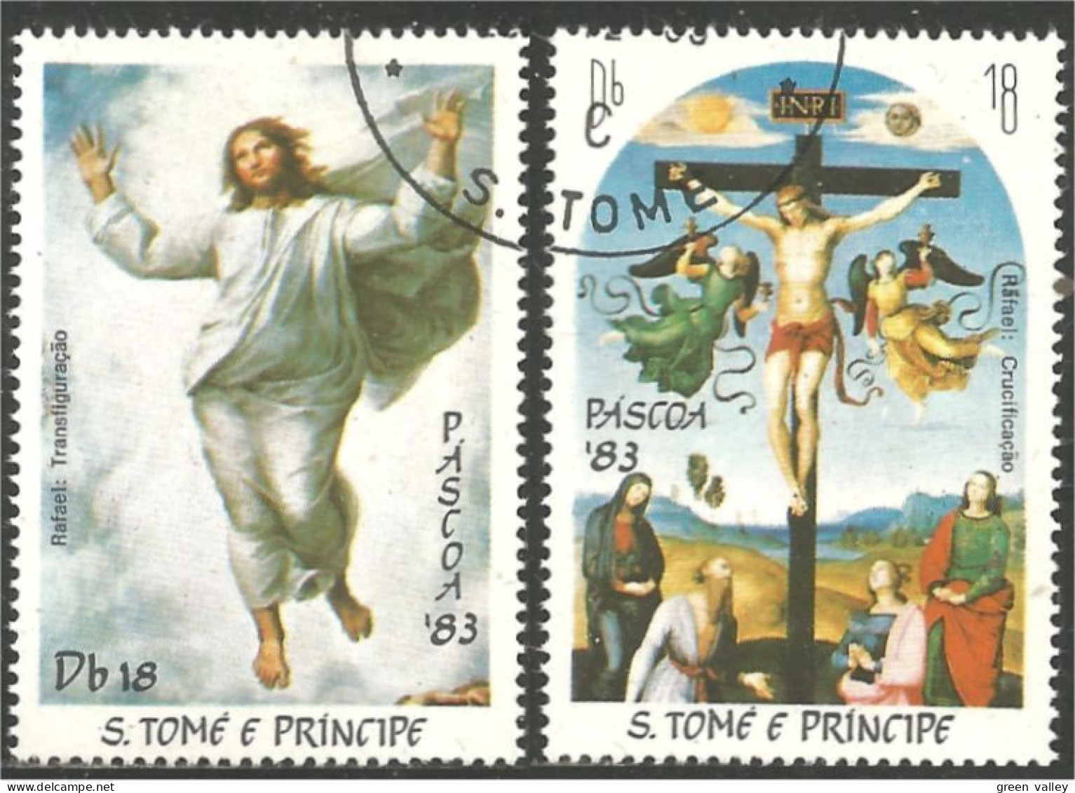 788 Sao Tome Principe Tableau Religieux Religious Painting Raphael Rafael Crucifixion Kreuzigung Crocifissione (SAO-25c) - Other & Unclassified