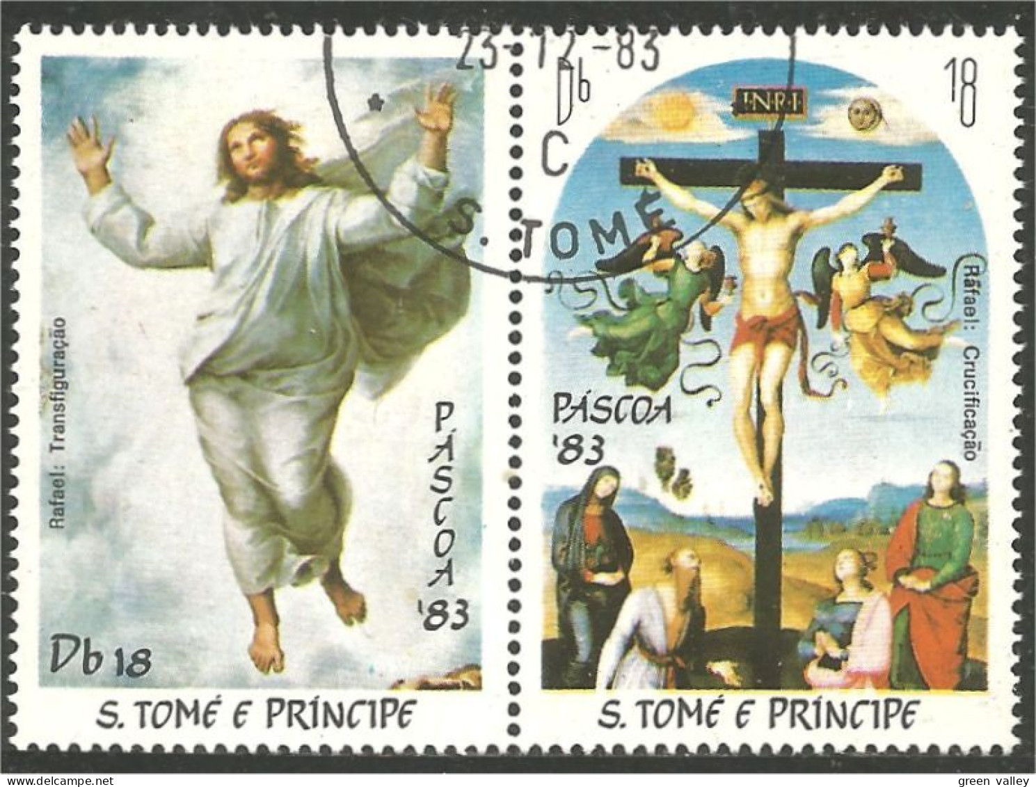 788 Sao Tome Principe Tableau Religieux Religious Painting Raphael Rafael Crucifiction Crucifixion Kreuzigung (SAO-25a) - São Tomé Und Príncipe