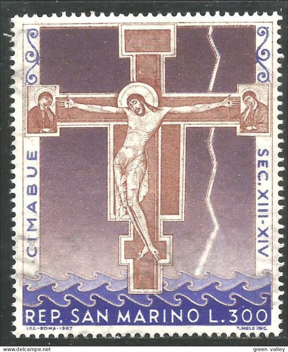786 San Marino Tableau Giovanni Cimabue Painting Crucifix Santa Croce Sainte Croix MNH ** Neuf SC (SAN-132d) - Religious