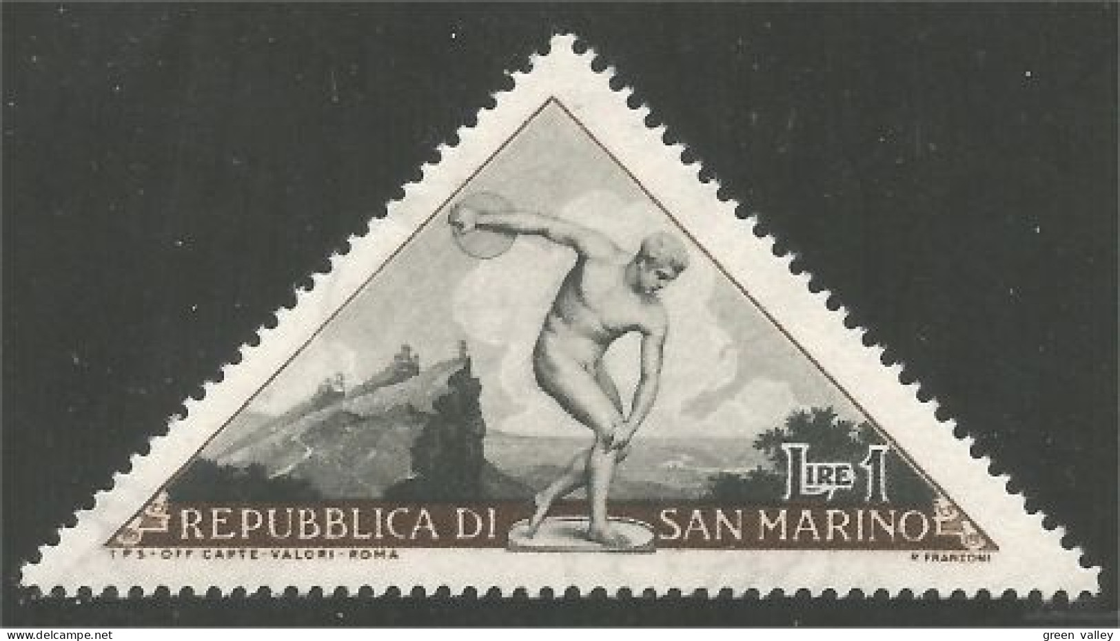 786 San Marino Discobole Statue Triangle Discobolus MH * Neuf (SAN-107a) - Atletica