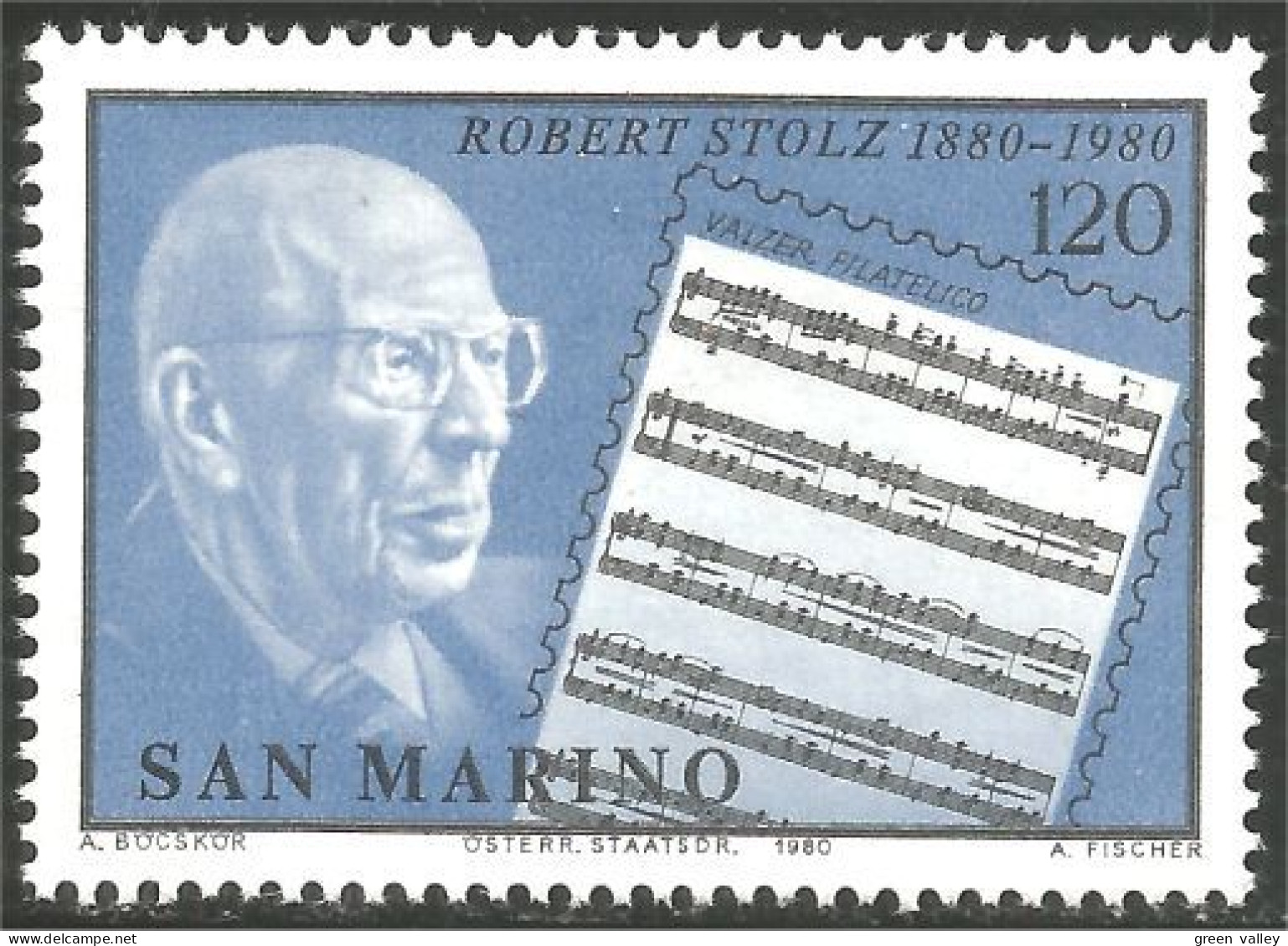 786 San Marino Robert Stolz Composer Compositeur MNH ** Neuf SC (SAN-77a) - Unused Stamps