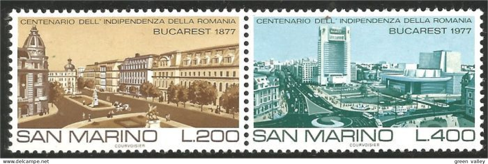 786 San Marino 100th Roumanie Romania Se-tenant Theatre Hotel MNH ** Neuf SC (SAN-55) - Ungebraucht