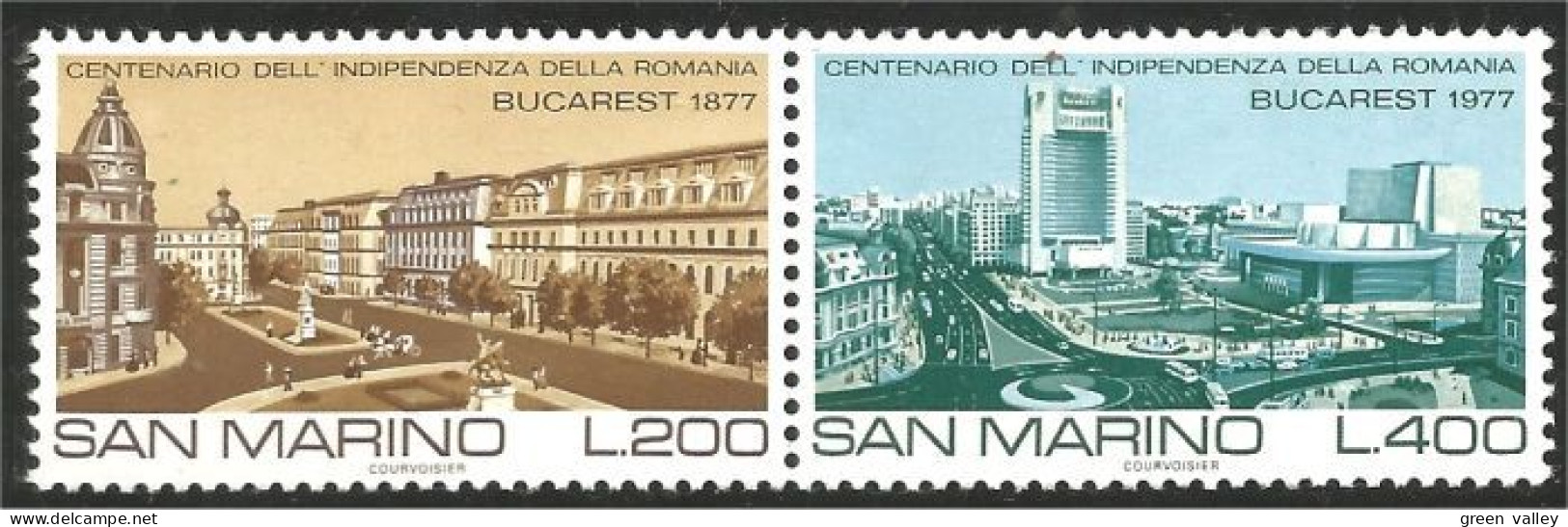 786 San Marino 100th Roumanie Romania Se-tenant Theatre Hotel MNH ** Neuf SC (SAN-55) - Neufs