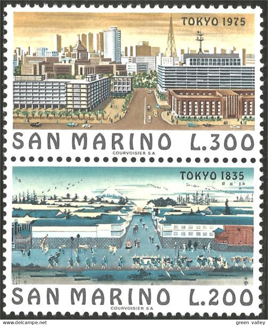 786 San Marino Tokyo 1975 Hiroshige Se-tenant MNH ** Neuf SC (SAN-46bb) - Andere & Zonder Classificatie