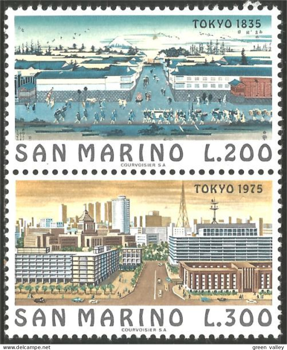786 San Marino Tokyo 1975 Hiroshige Se-tenant MNH ** Neuf SC (SAN-46ab) - Autres & Non Classés
