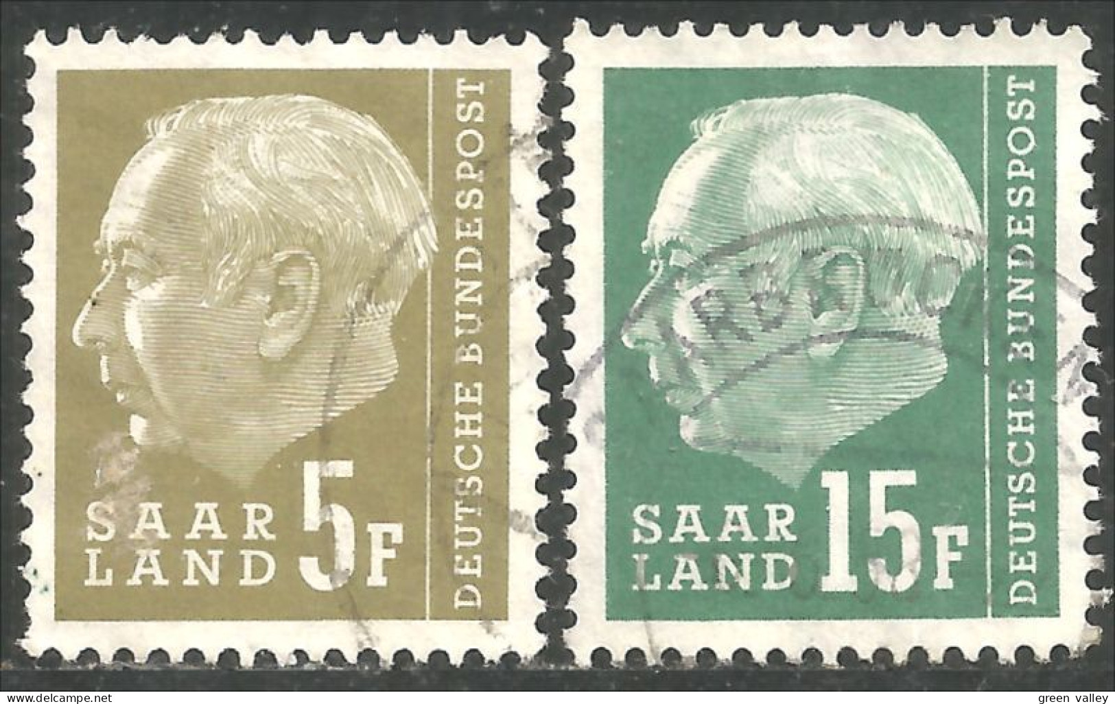 779 Sarre 1957 President Heuss 5F-15F (SAA-96b) - Used Stamps